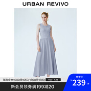 UR2025秋季新款女裝拼接設計修身小黑裙無(wú)袖連衣裙UWM750087 天藍 S