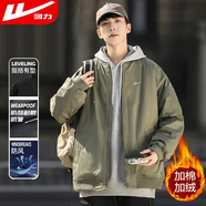 回力外套男立領(lǐng)加棉寬松保暖休閑夾克男舒適冬季簡(jiǎn)約百搭上衣茄克