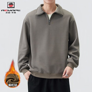 AEMAPE美國蘋(píng)果半拉鏈衛衣男款2025秋冬新款加絨加厚寬松翻領(lǐng)長(cháng)袖t恤保 KDF-A371灰咖色 L 【建議：115-135斤】