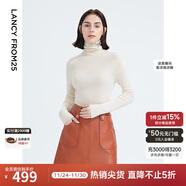 朗姿【朗姿羊毛Basic衣櫥】純羊毛法式毛針織衫冬季新款修身長(cháng)袖毛衣 本白色 XL