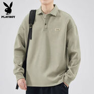 花花公子黑色長(cháng)袖polo衫男士t恤2025年秋季商務(wù)打底衫新款上衣男T A8803杏色 L L111-125斤