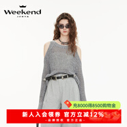 卓雅周末（JORYA weekend）25春新透視慵懶風(fēng)寬松露肩性感圓領(lǐng)格雷系灰女針織衫244C 灰色 S