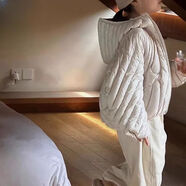 米妮哈魯（MiniZaru）女孩兒童羽絨棉服2024冬裝韓系棉襖女寶冬季連帽保暖外套 米白色 120