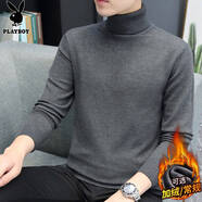 花花公子（PLAYBOY）毛衣男高領(lǐng)秋冬季針織衫男士外套男裝保暖打底衫線(xiàn)衣服 深灰 XL