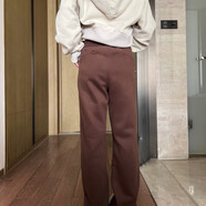 LU LU MOSTLULU露露2025秋冬加絨闊腿褲L同款Suba女士中高腰運動(dòng)休閑直筒褲 咖色 M 4