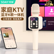 索愛(ài)（soaiy）MC70話(huà)筒音響一體麥克風(fēng)無(wú)線(xiàn)藍牙兒童家庭ktv錄音主播自帶聲卡全民唱k歌神器【油彩白】