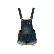 DoggyQin Bella熱辣背背褲/可拆卸牛仔背帶褲女夏季低腰包臀熱褲 磨砂藍 現貨 XS