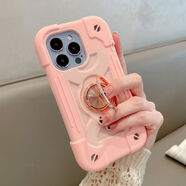 古吉高出屏幕手機殼14pro適用蘋(píng)果16promax加厚iphone15氣囊12套13防摔11三合一XR雙層xsmax新款8plus 粉+粉+玫瑰金指環(huán)三合一防摔 iPhone16