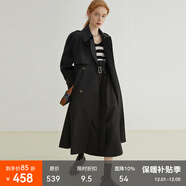 fano studios范洛Fano 經(jīng)典廓形氣質(zhì)風(fēng)衣外套女中長(cháng)款經(jīng)典英倫風(fēng)系帶2025秋季 黑色 XS （第二批）