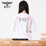 BOY LONDON【繁花】潮牌情侶款短袖櫻花翅膀花卉印花T恤N01712 白色 S