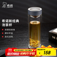 希諾（HEENOOR）玻璃杯雙層男女士隔熱防燙大容量商務泡茶杯子便攜透明車載水杯 灰色220ml