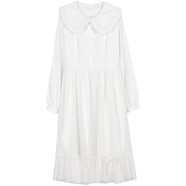 仙氣飄飄連衣裙秋森女日系部落春秋超仙夢(mèng)幻甜美白色連衣裙女迷航 白色 S