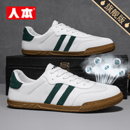 人本德訓鞋男款夏季透氣小白鞋ins火覆古潮流運動(dòng)休閑 白綠【旗艦版】 42