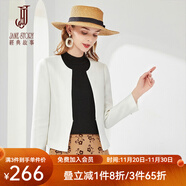經(jīng)典故事（JANE STORY）經(jīng)典故事設計感西裝外套女秋季新款無(wú)領(lǐng)西服別致小眾短款小外套 S02 白色 XL