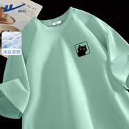 回力冰絲短袖男士T恤夏季速干半袖薄青少年寬松卡通熊貓ins涼感體恤男 水綠(治愈熊貓) L /175(回力潮牌 品質(zhì)保障)