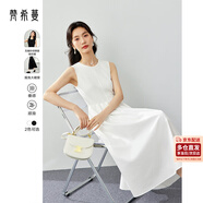 梵希蔓白色法式優(yōu)雅超好看連衣裙女春夏季新款百搭顯瘦圓領(lǐng)無(wú)袖小白裙 M