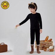 G.DUCKKIDS秋冬兒童保暖套裝純色中小童裝男女孩內衣小童萊卡秋衣褲睡家居服 黑色 100 cm