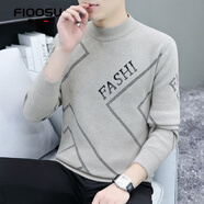費洛仕秋冬季新款男士毛衣青年學(xué)生半高領(lǐng)中領(lǐng)針織衫加絨加厚保暖上衣 8707卡其 2XL （135-150斤）