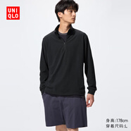 優(yōu)衣庫男裝柔滑彈力搖粒絨半拉鏈套頭衫/長(cháng)袖25秋冬新款481184 09 黑色 L /175/100A