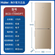 海爾 風(fēng)冷無(wú)霜電冰箱家用節能小型170升雙開(kāi)門(mén)兩門(mén)新款 BCD-170WDPT170L炫金DEO凈