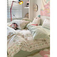 姜古樂(lè )四件套年新款床上用品床單被套3學(xué)生4夏季宿舍三件套 1.5m床單款【被套200*230cm】4件套 菱格莓莓兔