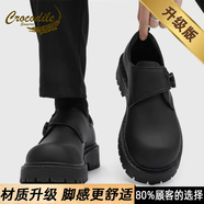 鱷魚(yú)恤皮鞋男士冬季米奇大頭鞋真皮德比鞋大碼46休閑英倫增高年輕人潮鞋 黑色升級款 40