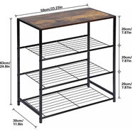 家世比鞋架家用門(mén)口多層簡(jiǎn)易鞋柜2025新款木質(zhì)鐵藝收納架子出租房用 升級加固加寬四層-黑色