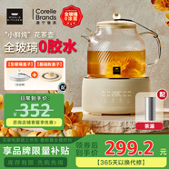 World Kitchen康寧養生壺 全玻璃恒溫壺煮茶壺煮茶器1L 辦公室保溫壺家用花茶壺燒水壺電熱水壺煮水壺送禮自用 【茶漏款】+全玻璃蓋子 1L