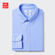 優(yōu)衣庫男裝高性能修身防皺針織襯衫/長(cháng)袖襯衣通勤478073 477946 477946/64湖藍色 3XL