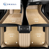 ERGGU25新款奧迪A5L腳墊適用A3LA6LA4LA5Q3Q5LQ2LTTA7L女生粉色地毯汽 條紋雙層米色+米色納米絨(地毯繡車(chē)標)