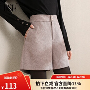 歐莎（OSA）黑色高腰毛呢靴褲外穿短褲女秋2025新款休閑直筒闊腿褲 咖色 S