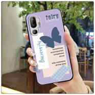 HTC適用 U24 Pro手機殼趣味新款數碼防塵情侶質(zhì)感硅膠潮流純色女 黑殼字母蝴蝶 HTC U24 Pro