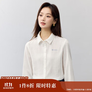 茵曼通勤簡(jiǎn)約繡花女裝長(zhǎng)袖襯衫2025春季新品舒適棉襯衣上衣 米白色 M