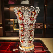 BOHEMIA捷克原裝進(jìn)口波西米亞水晶玻璃花瓶北歐奢華雕刻插花瓶辦公室擺件 紅色手工精刻花瓶（高35.5cm）