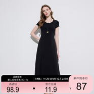 三彩2025夏季新款休閑圓領(lǐng)短袖連衣裙A字長(cháng)裙T恤裙甜酷M