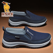 駱駝（CAMEL）男鞋大碼開(kāi)車(chē)鞋防滑運動(dòng)運動(dòng)休閑鞋男懶人鞋一腳蹬爸爸鞋 深藍色 38