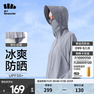 蕉下（beneunder）涼感防曬衣女士防紫外線(xiàn)夏季新款冰絲涼感披肩防曬服連帽 冰川灰 M