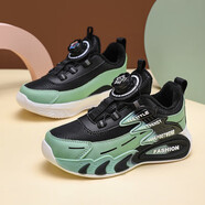 江博士學(xué)步鞋2025新款秋冬季皮面雙網(wǎng)男童運動(dòng)旋轉扣機能鞋 25008黑綠皮【剪標撤柜】 34 鞋內長(cháng)21.8cm