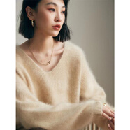 麥婭洛大毛衣慵懶風(fēng)女馬海毛寬松軟糯秋冬季外穿V領(lǐng)針織打底衫內搭上衣 杏色【奶系穿搭/慵懶風(fēng)/軟糯風(fēng)毛衣/高級感超好看/ S 【80-95斤】