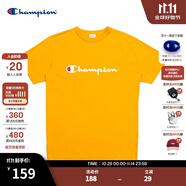 Champion夏季經(jīng)典款印花草寫(xiě)LOGO圓領(lǐng)休閑運(yùn)動(dòng)T恤無(wú)性別冠軍短袖男女情侶 黃色(偏?。?XL