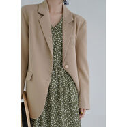 抱抱小姐鎮店款10W覆古廓形西裝外套女2025春秋休閑小個(gè)子西服 奶茶色- XS XS