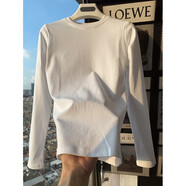 基 T基礎款正肩棉質(zhì)長(cháng)袖/短袖T恤女夏季修身顯瘦緊身打底衫氣質(zhì)上衣秋 9048白-長(cháng)袖 S