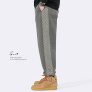 420g奧粒絨冬季新款加絨加厚棋盤(pán)格抽繩潮牌束腳休閑褲男 石涅灰STONE XL XL