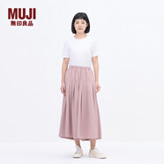 無(wú)印良品（MUJI）IDEE 女式 平紋 寬版褲 褲子女款休閑褲女裝裙褲 闊腿褲 夏季 煙熏粉色 均碼