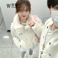 溫格芳甜美波點(diǎn)羽絨棉服女2025冬季新款韓系加厚棉衣外套小個(gè)子短款棉襖 米白色 S