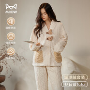 貓人珊瑚絨睡衣女秋冬季加厚加絨保暖可愛(ài)奶呼呼冬天家居服2025新品