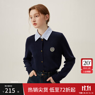 范思藍(lán)恩麥穗花語 學(xué)院風(fēng)假兩件針織衫上衣女毛衣開衫24FS11309 藏青 L