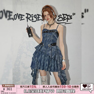 UNIFREE【明星同款】純欲吊帶牛仔連衣裙辣妹風顯瘦不規(guī)則抹胸裙 XL 