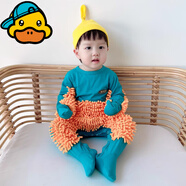 G.duck小黃鴨嬰兒衣服爬行服夏季拖地裝寶寶爬爬服兒童連體衣擦地板防臟 藍色包手包腳 春秋 90cm 90碼（身高75-83厘米，19-