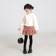 moonkids女童半身裙2025秋冬新款兒童加厚格子裙百褶短裙大童新年a字裙子 兩件套【4383半身裙+19717毛衣】 【無(wú)褲襪】 120 cm